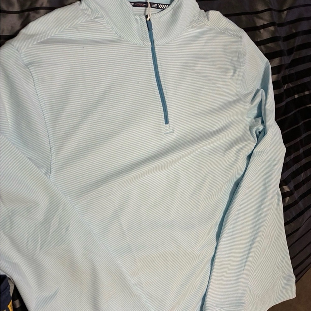 Southern Tide Men's Striped Light Blue Performance Pullover